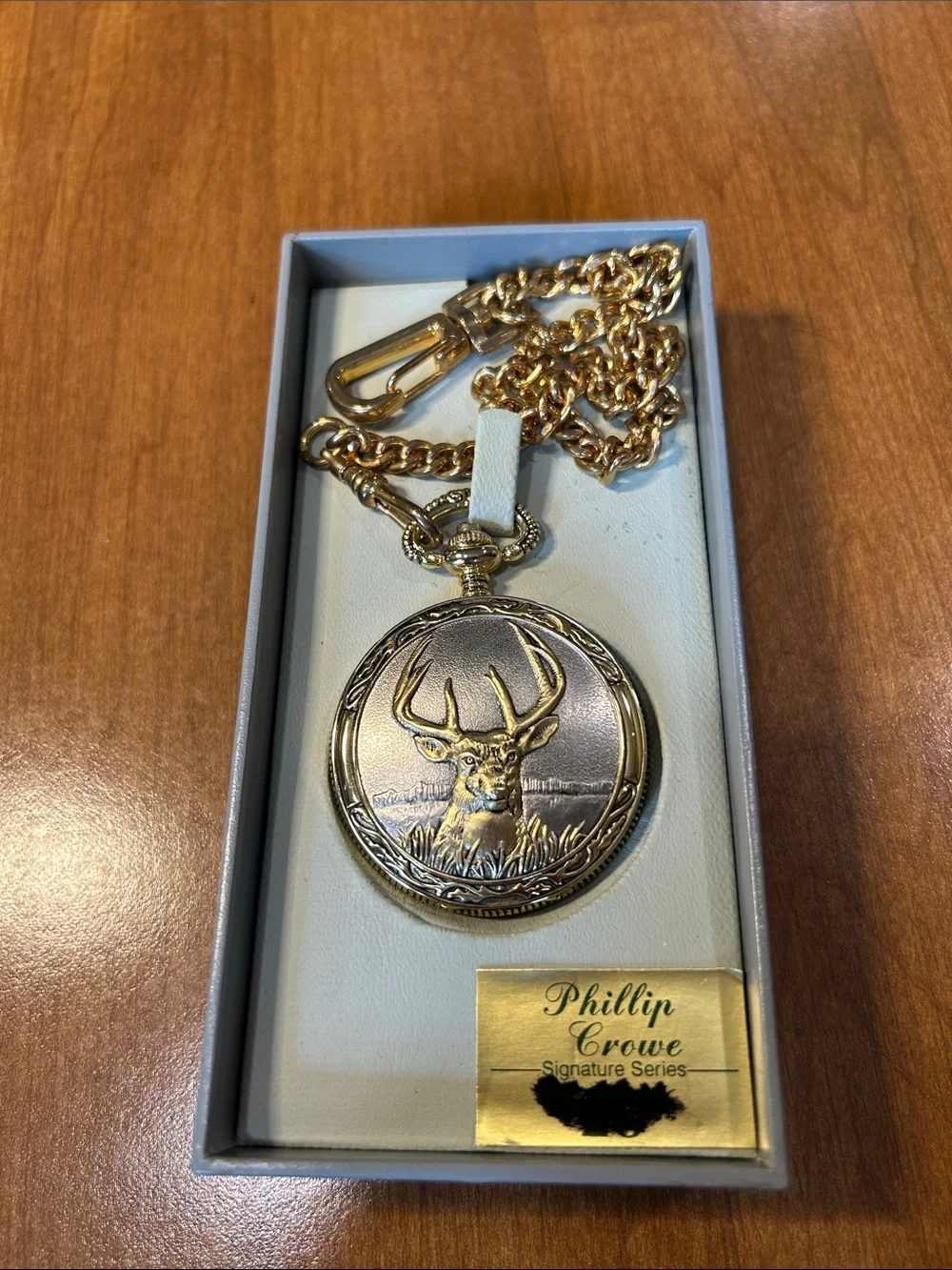 Phillip Crowe Signature Series Gold-Tone Deer Pocket Watch